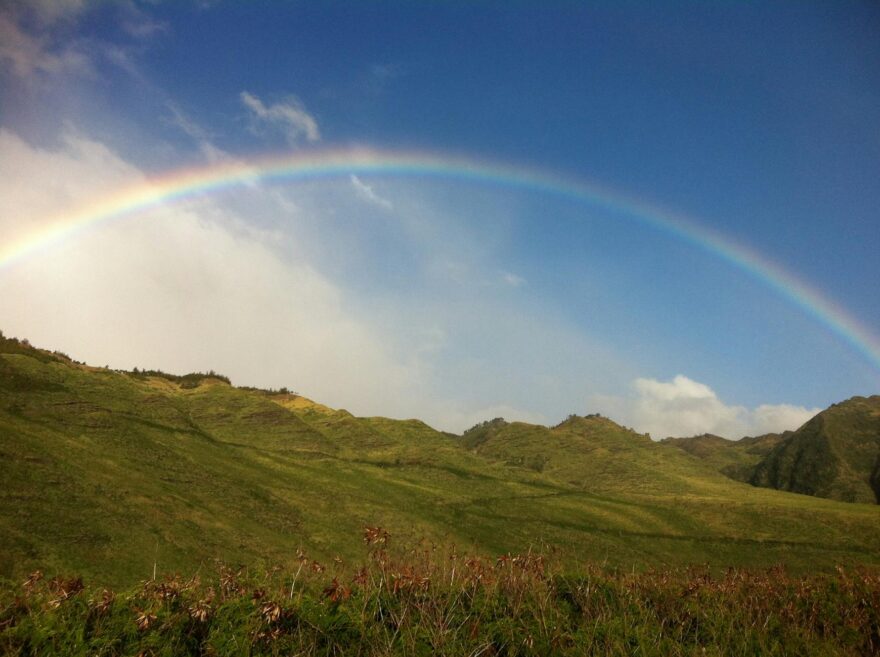 stunning rainbow over oahu s lush landscape